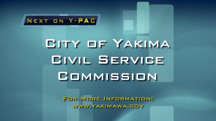 Blue background with white font that reads City of Yakima Civil Service Commission