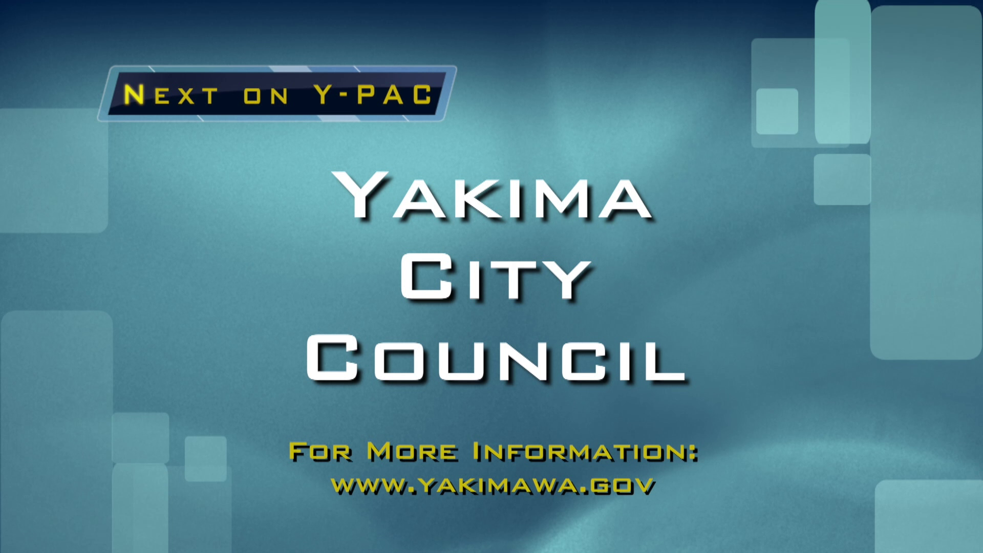 Blue background with white font that reads Yakima City Council
