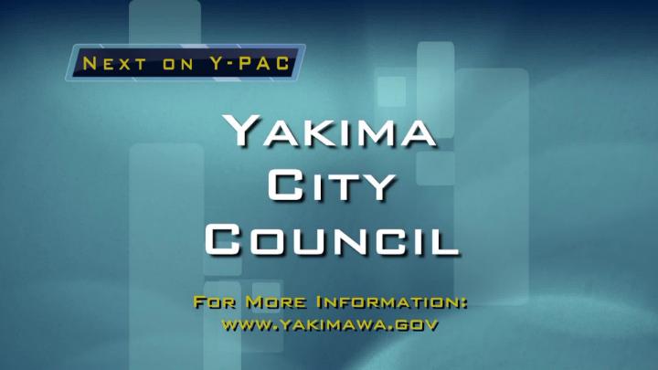 Blue background with white font that reads Yakima City Council
