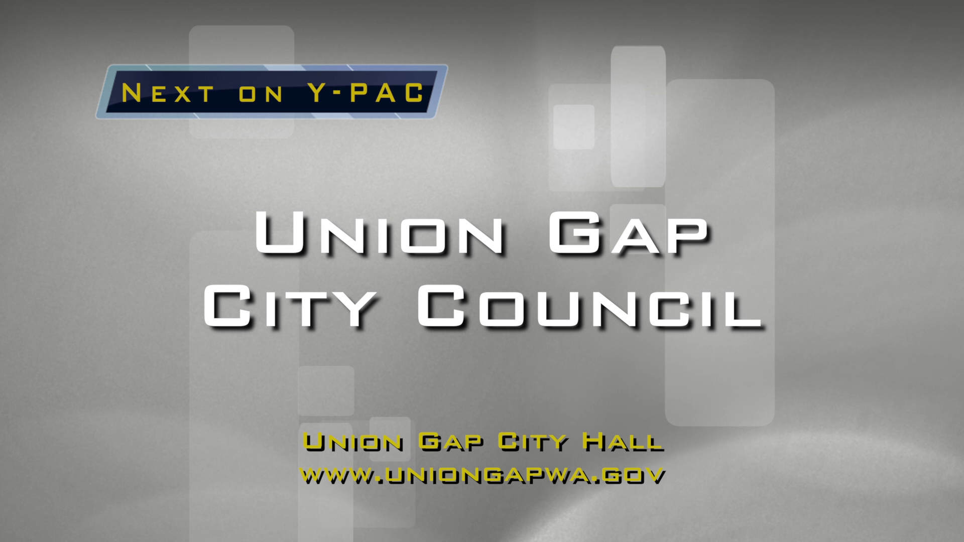 Grey background with white font that reads Union Gap City Council
